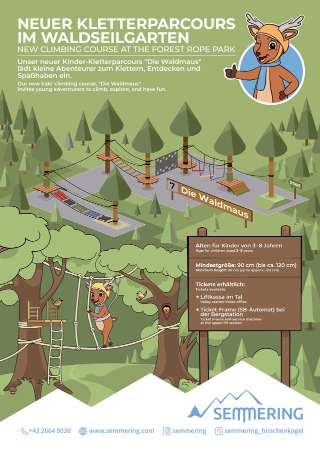 Neuer Kinder-Kletterparcours Die Waldmaus am Semmering