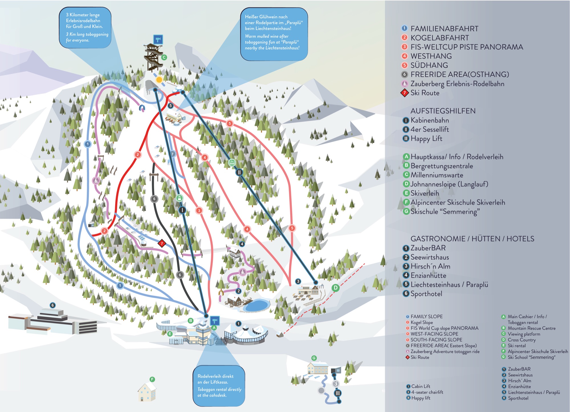 Offizieller Pistenplan Semmering Hirschenkogel