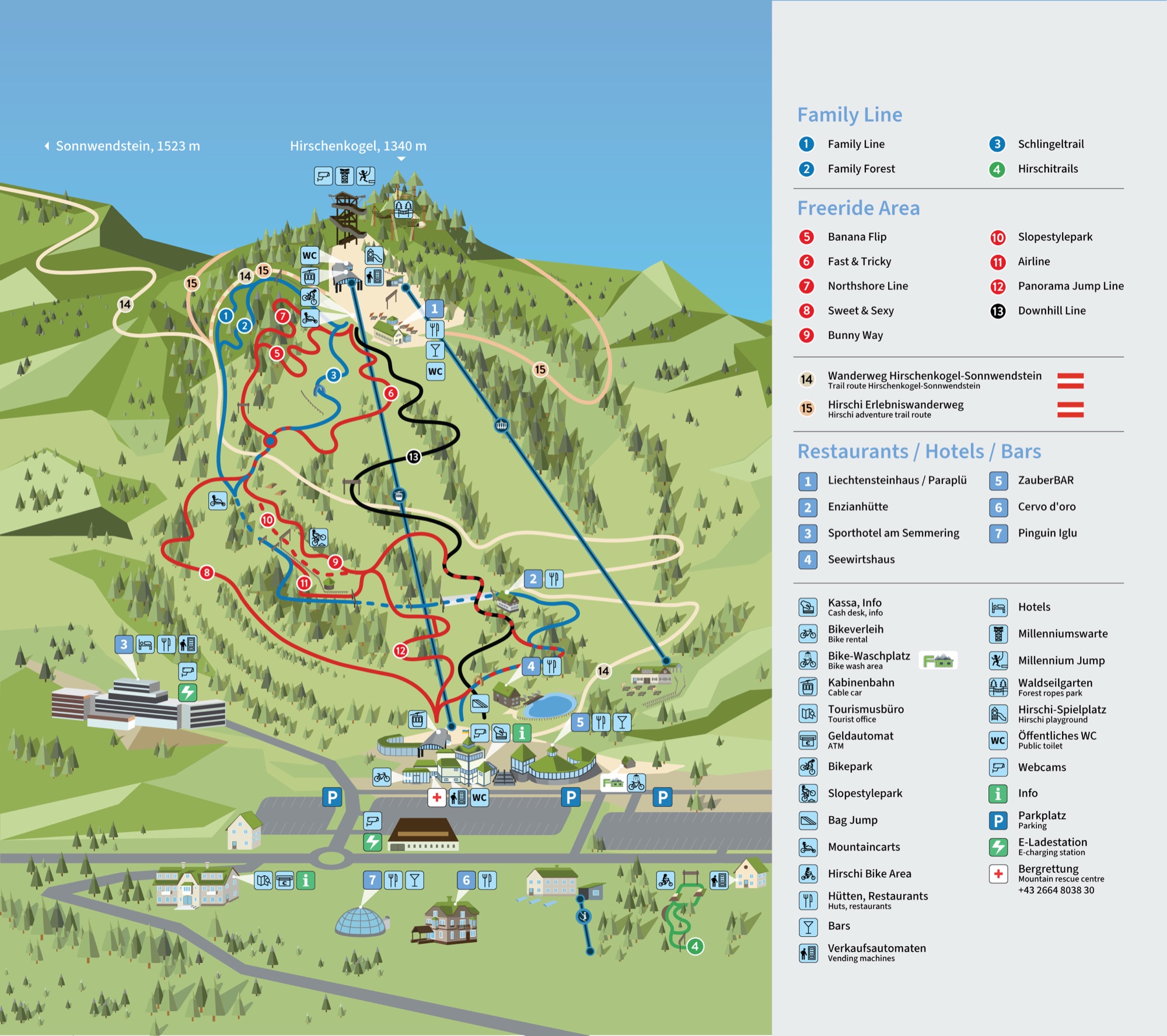 Offizielle Sommer-Panoramakarte Semmering Hirschenkogel